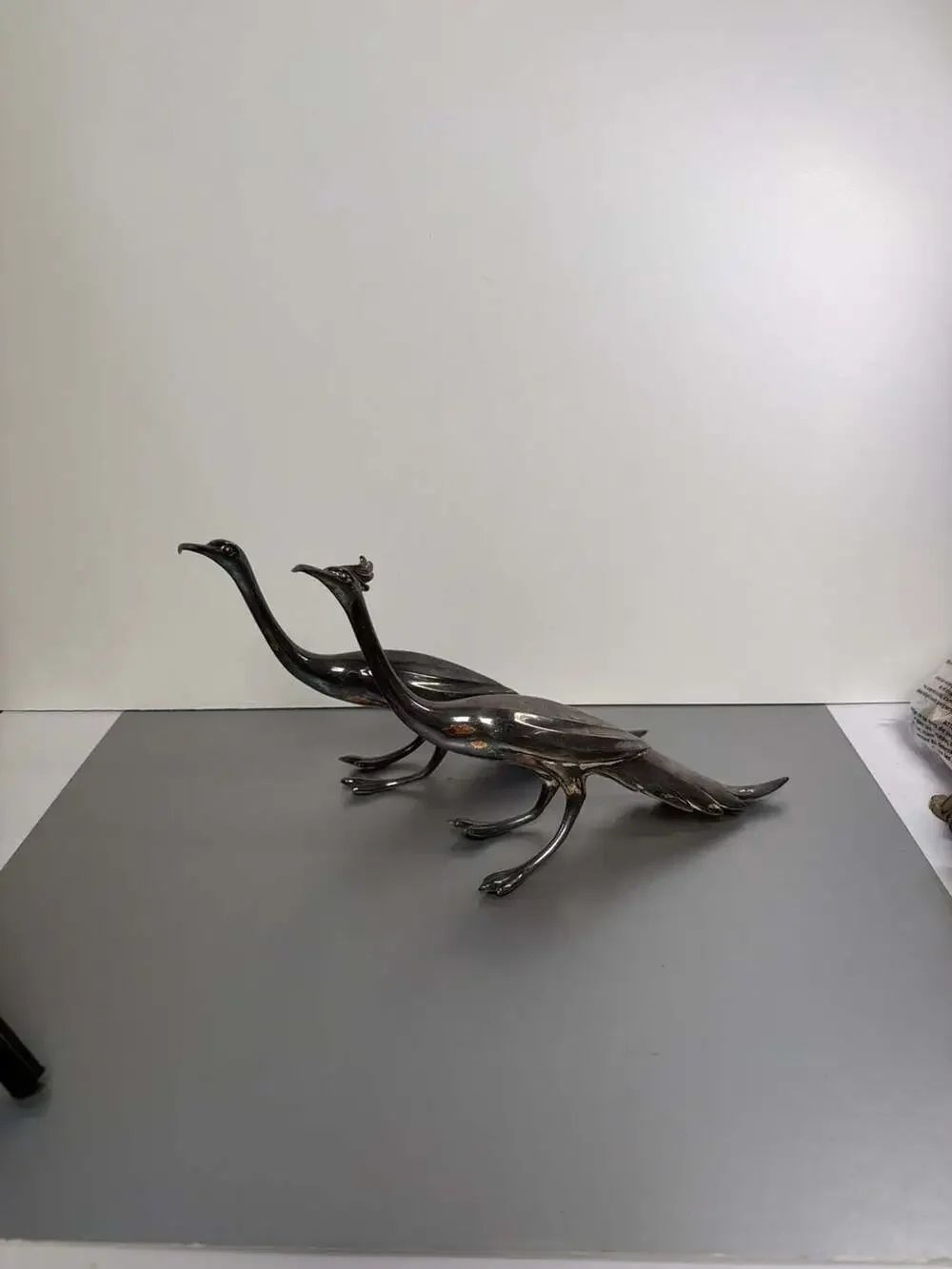 2‎ VTG WEIDLICH MCm HOLLYWOOD REGENCY LARGE SILVERPLATE BIRDS MFG 2257 USA